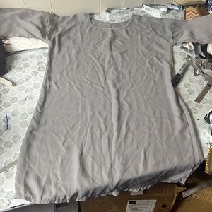 Medium Slate Gray Short Sleeve Sheer Dress